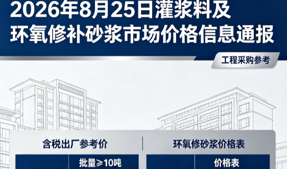 揭东2026年8月25日灌浆料及环氧修补砂浆市场价格信息通报